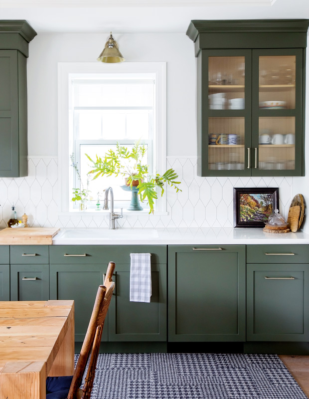 Summer color trends mossy green cabinets