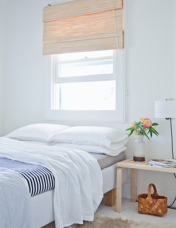 Mjolk Shop country home bedroom with crisp white walls and nautical vibe