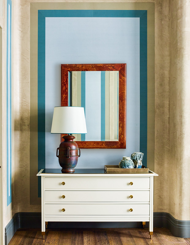 weekend paint projects blue and taupe statement wall
