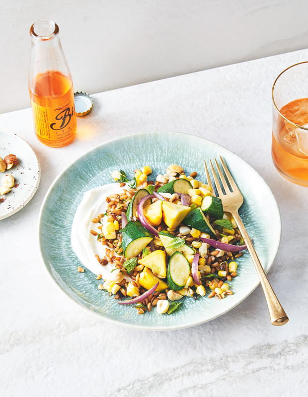Toasted Farro With Corn & Summer Squash