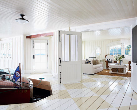 new-build Muskoka boathouse