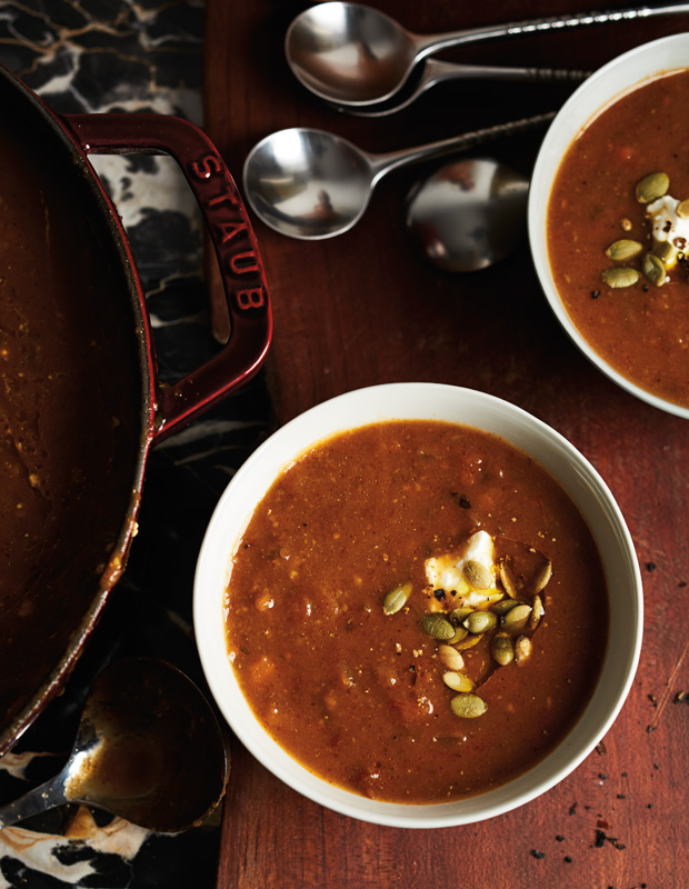 one pot/pan meals pumpkin and chorizo soup