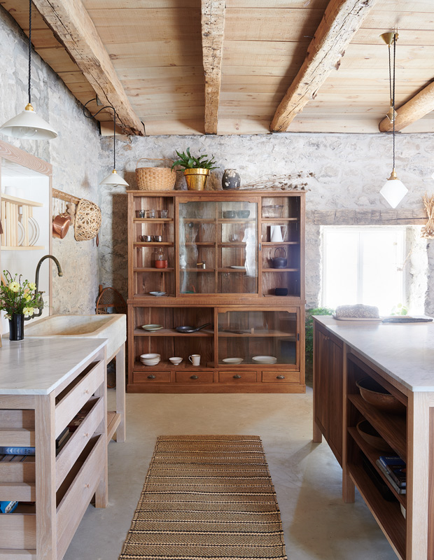 Mjölk country home kitchen with glass-front cabinet