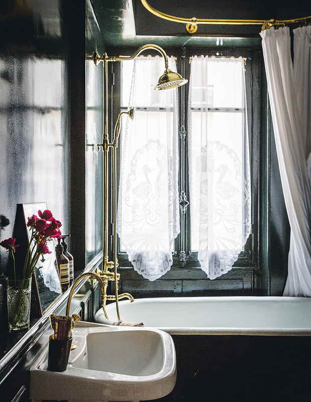 Jackie Kai Ellis Paris apartment moody principal bathroom