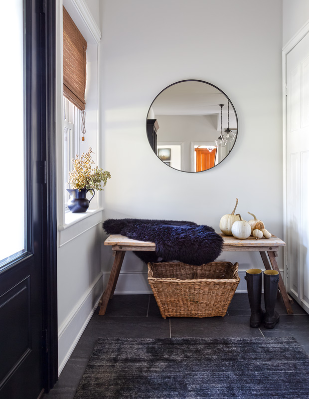 best cozy spaces entryway with a fuzzy throw blanket