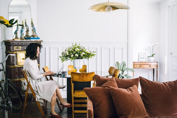 Jackie Kai Ellis Paris apartment working in her space