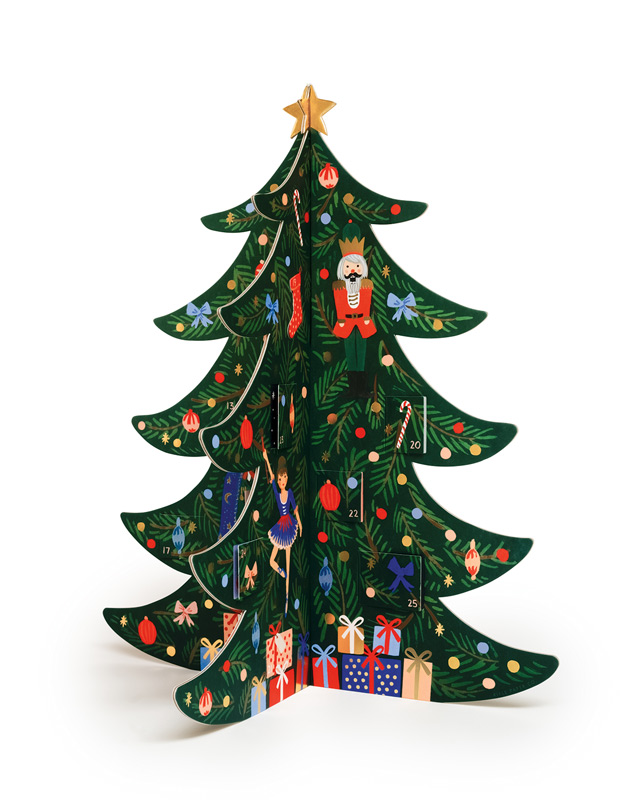 holiday decorating ideas Christmas tree advent calendar through Rifle Paper co.