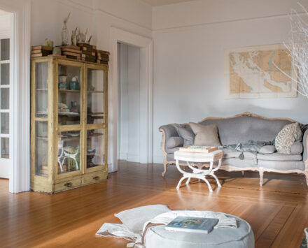 heritage apartment living room with vintage furniture