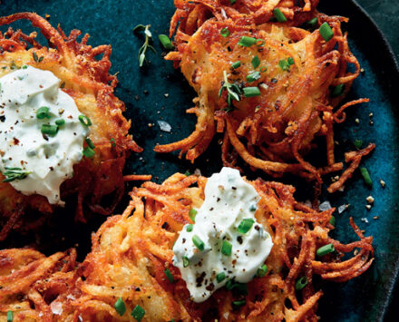 Frenchified Latkes with Chive Sour Cream