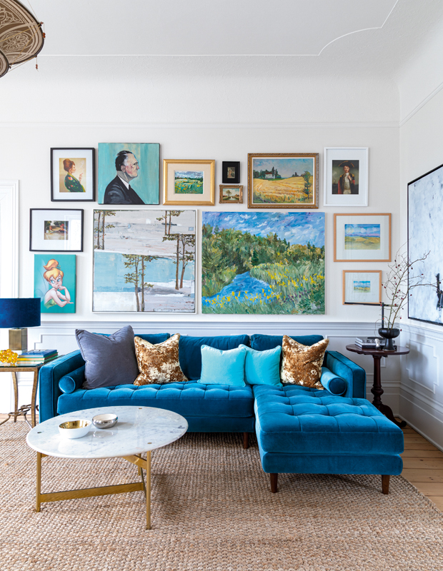 best living rooms 2019 bold blue couch