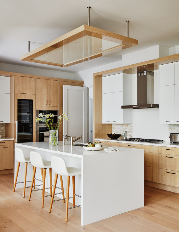 white and wood trad-meets-modern kitchen