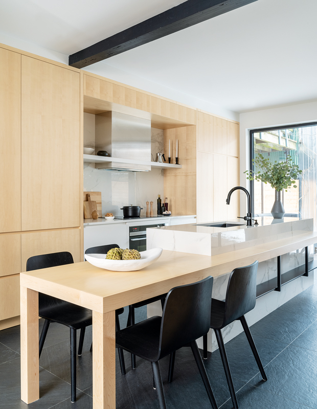 white and wood scandi kitchen