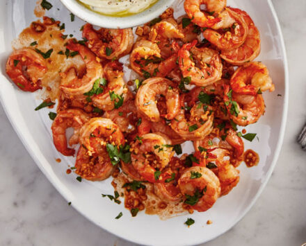 Smoky Skillet Shrimp on a plate.