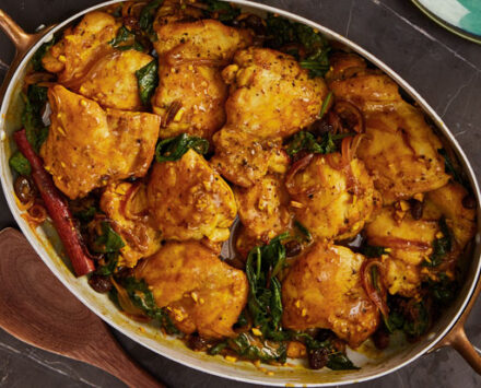 Turmeric & Orange Sauced Chicken Thighs in a pot