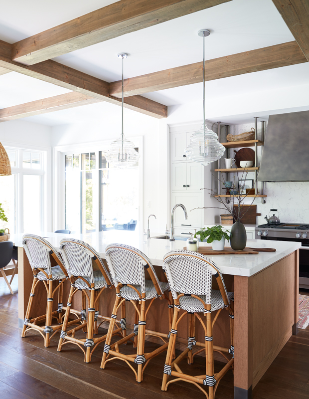 white and wood farmhouse kitchen