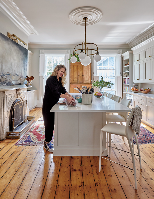 white and wood historic kitchen