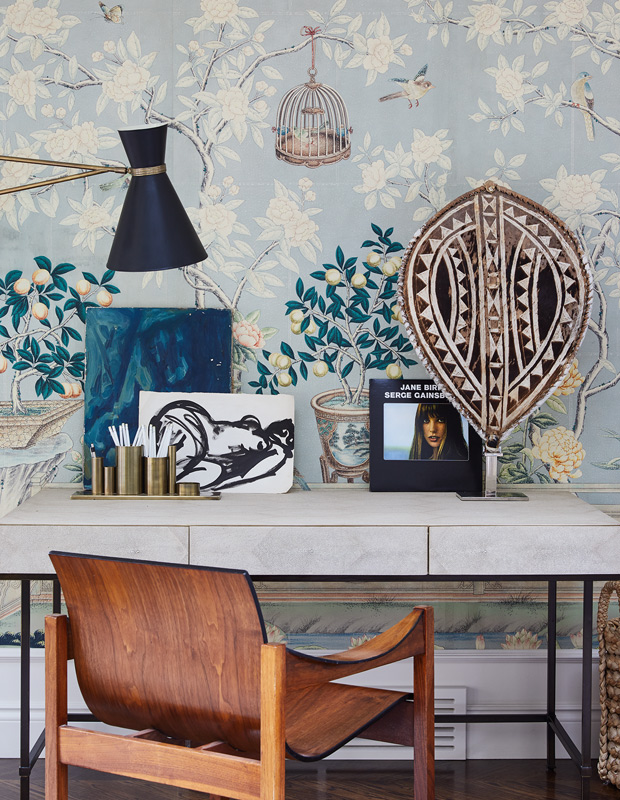 editor design resolutions desk vignette with global accessories