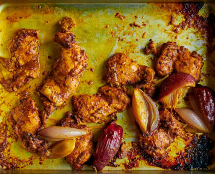 Chicken Shawarma in a pan.