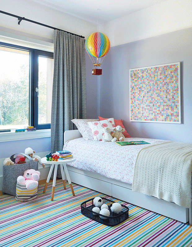 kids' bedroom makeover little girl's bedroom with colorful balloons