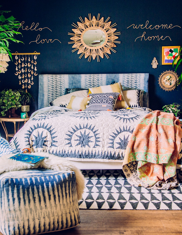 Justina Blakeney bold blue bedroom