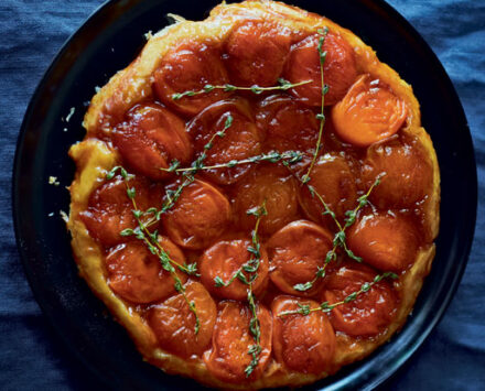 Apricot Tarte Tartin on a plate