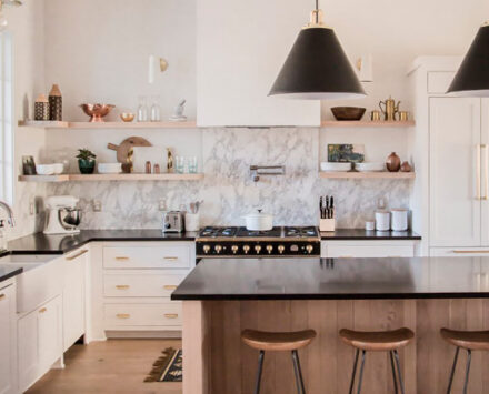 ask a designer kitchen with a light palette and open shelves