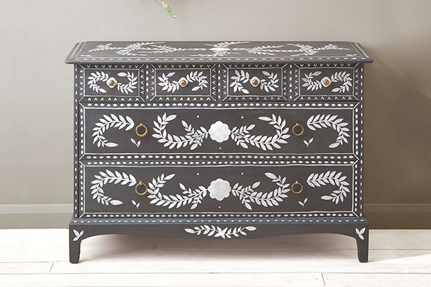 Diy Faux Bone Inlay Chest, How To Paint A Wood Dresser Grayscale