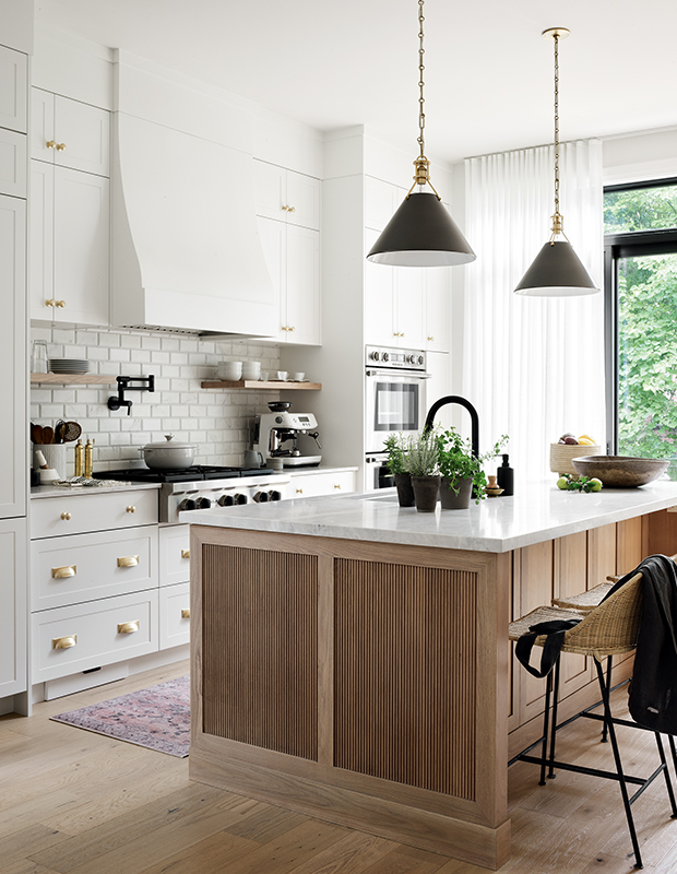 House & Home - Pale Wood Warms Up A Classic Black And White Kitchen