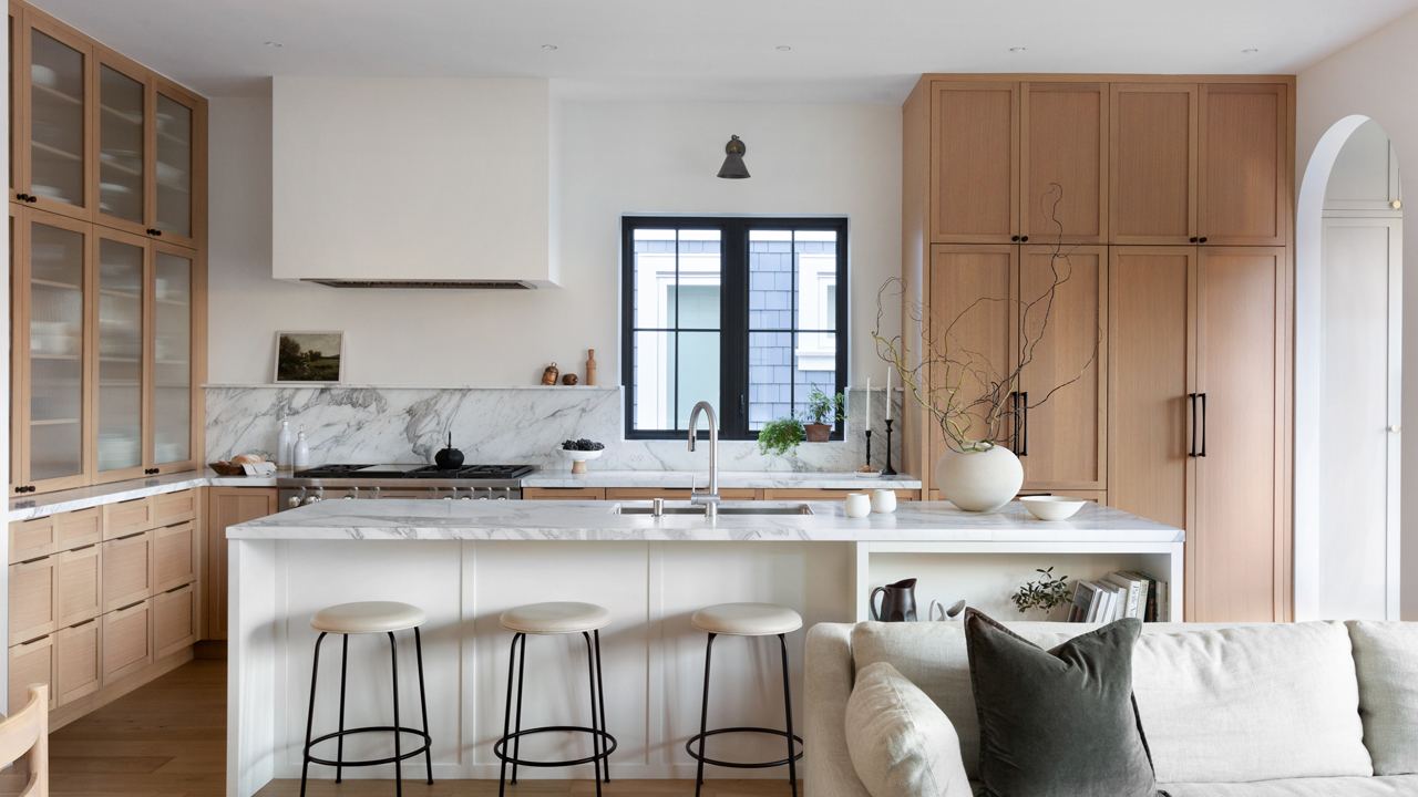 Warm White Kitchen with Wood Island - Maison de Pax