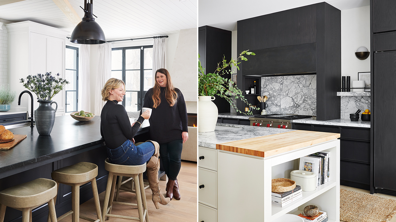 house & home - three beautiful black and white kitchens, three