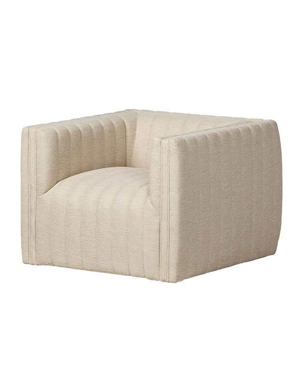A plush white cubic chair
