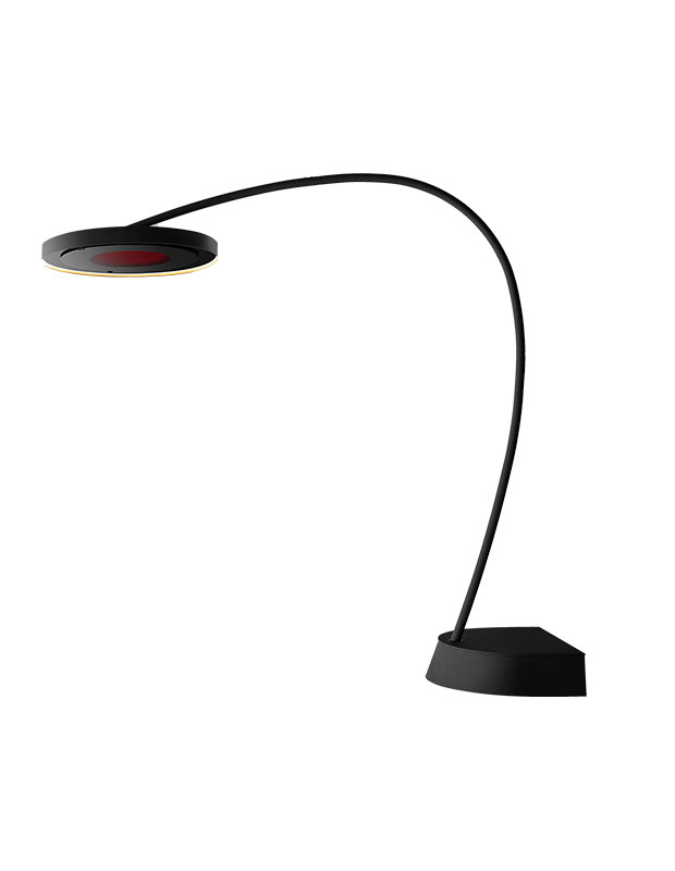 A bendy retro portable heater that looks like a lamp.