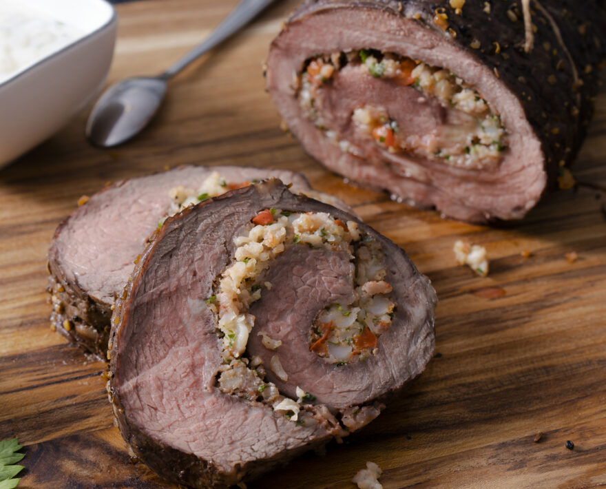 Pound and prepare the meat
