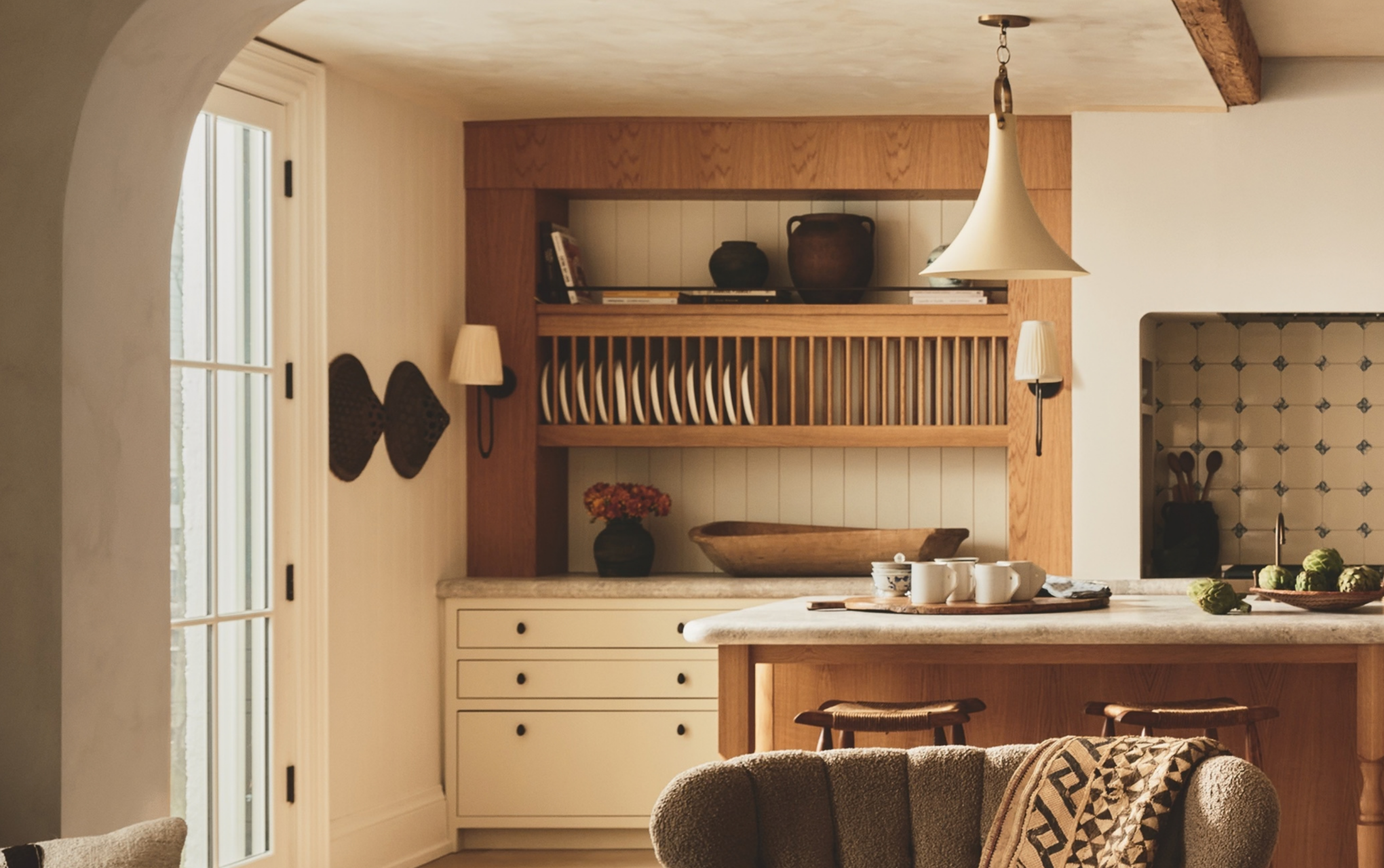 Floating shelves preserve natural light
